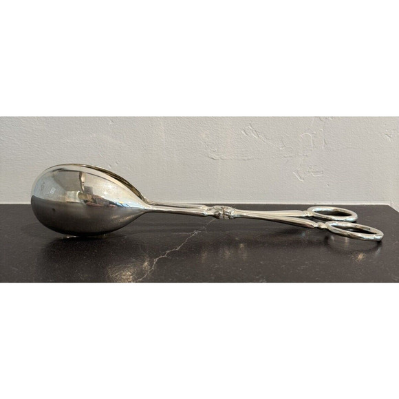 EP ZINC Alloy Silver Salad Serving Tongs Vintage 10" - Picture 7 of 7